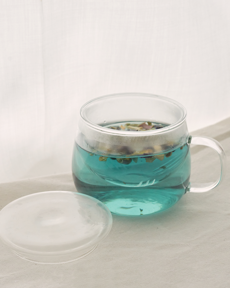 GLASS TEA MUG WITH STRAINER